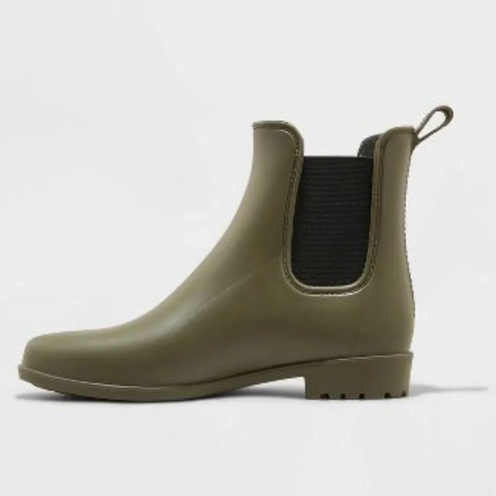A New Day Chelsea Ankle Rain Boots, Green  Size 6